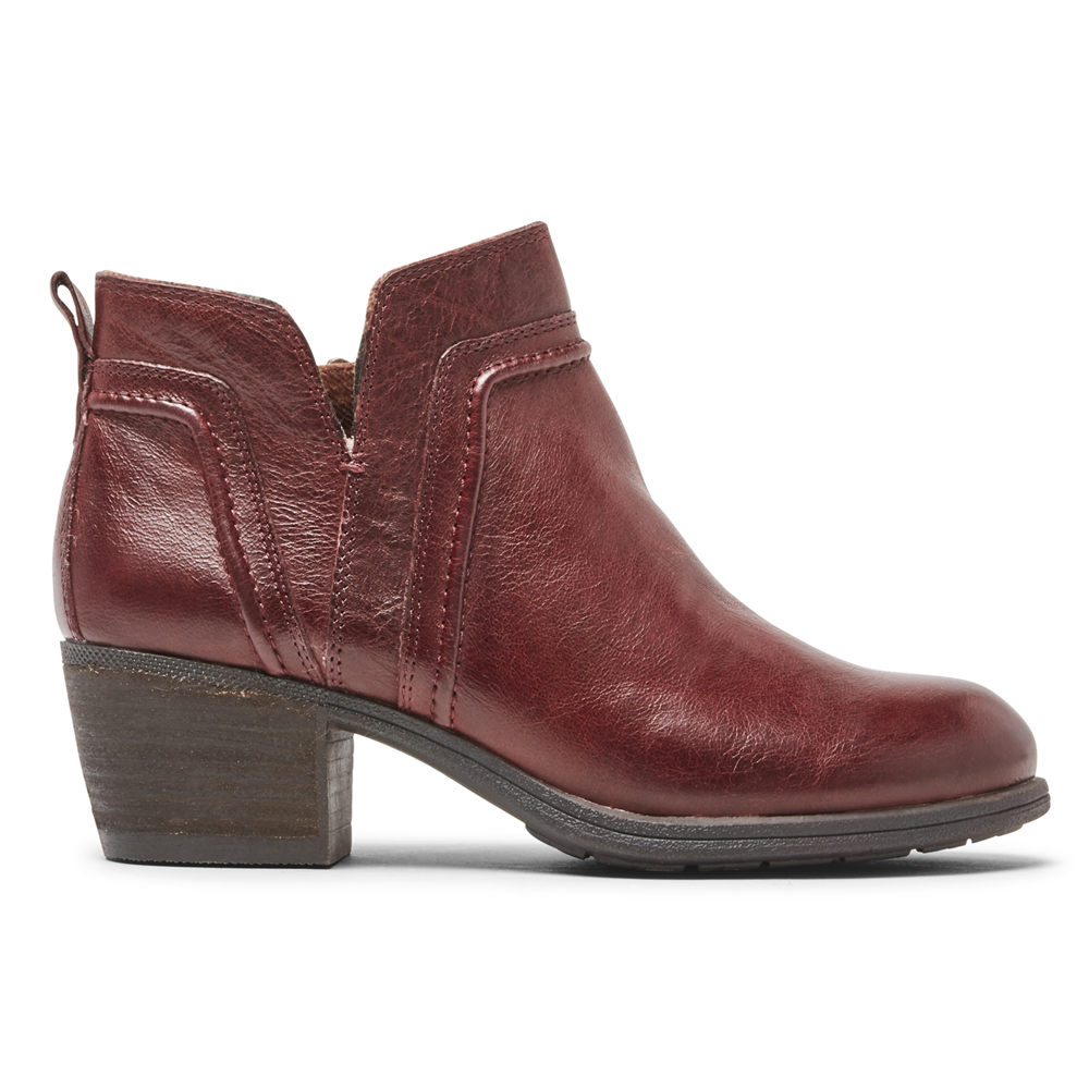 Rockport Singapore Womens Booties - Cobb Hill Anisa V-Cut Burgundy - GD4017928